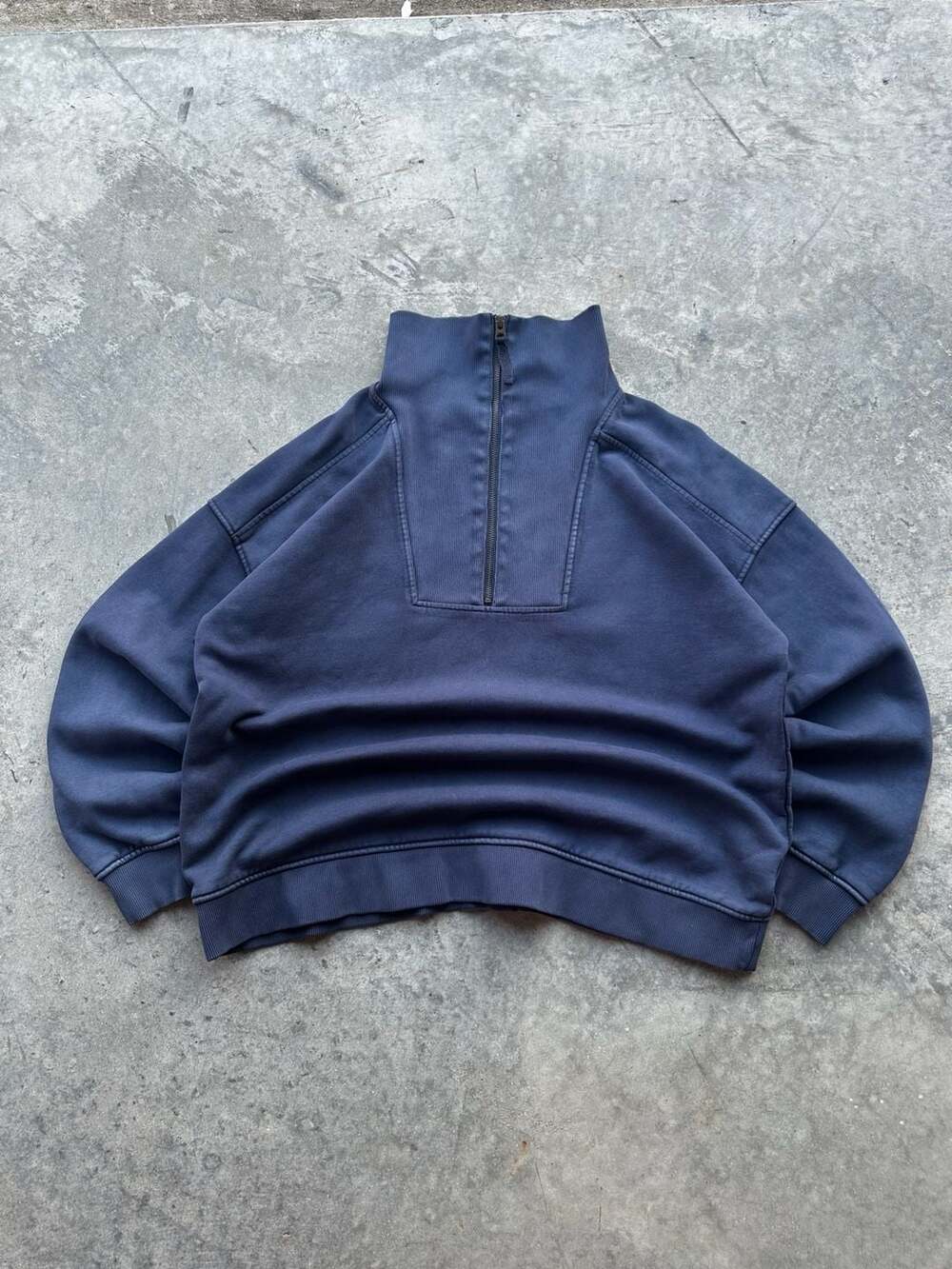 L.L.Bean Quarter Zip Mock Neck Sweatshirt Navy Blue XL